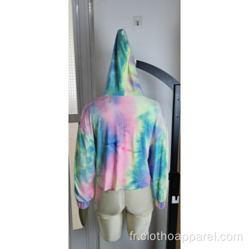 Vente en gros Sweat à Capuche Court Tie Dyed Femme